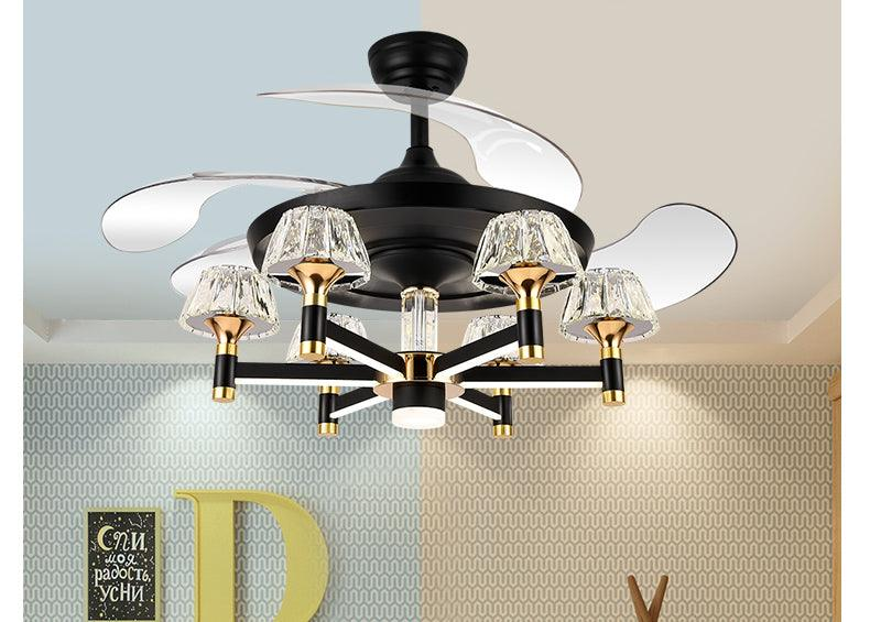 Crystal Black Gold And Remote Control Ceiling Fan